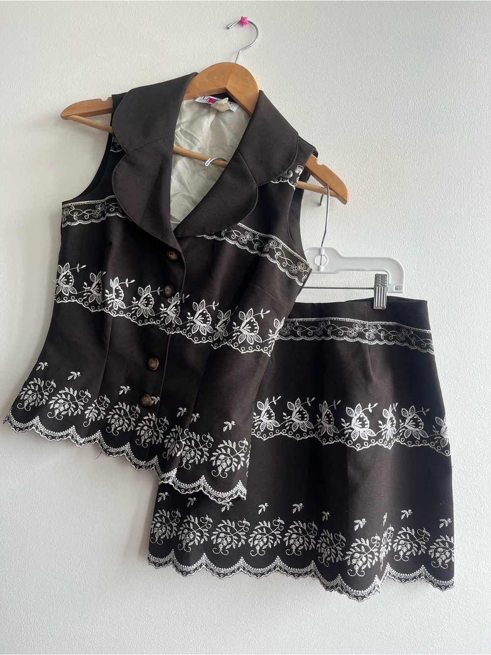 La Belle Y2K Embroidered Vest & Skirt Set | Coquette Cottagecore Western XS-S